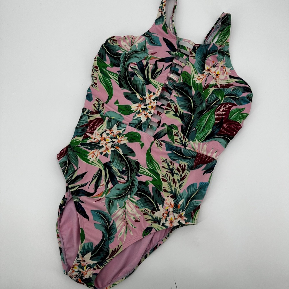 Miraclesuit Womens Tropical Floral High Neck One Piece Swimsuit L/XL? Beach Pool